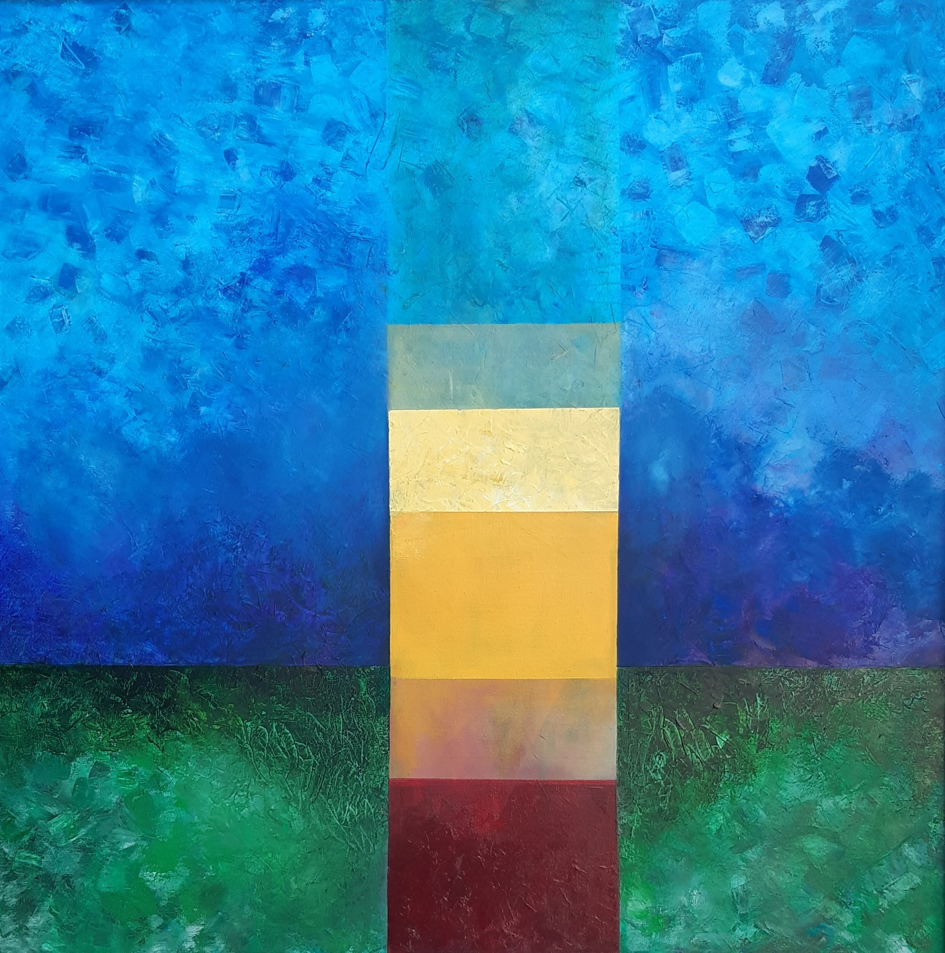 Ég és Föld találkozása 80 x 80 olaj, vászon '25.